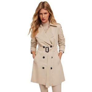 Motivi: Trenchcoat met dubbele rij knopen van technisch weefsel Spring Summer 24, wit, 34