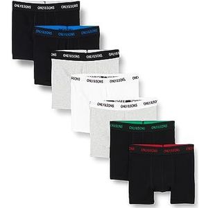 ONLY & SONS ONSFITZ SOLID Boxershorts voor heren, zwart, verpakking van 7 stuks, XS - XXL, Zwart/Detail: 4 Zwart 1 Wit 2 Mgm, L
