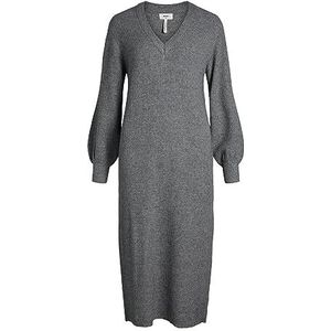 Object Vrouwelijke gebreide jurk ballonmouwen, Medium grijs (grey melange), S