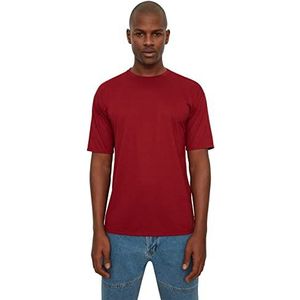 Trendyol Mannelijk Basic Regular Standard Crew Neck Geweven T-shirt Bordeaux, Bourgondy, S