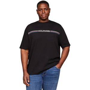 Tommy Hilfiger Heren Bt-Stripe Borst Tee-B S/S T-shirts, zwart, 4XL, Zwart, 4XL grote maten tall