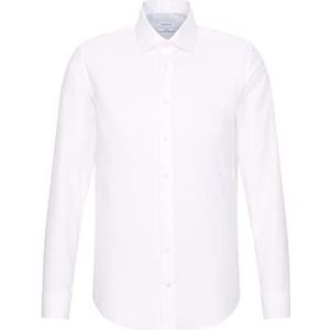 Seidensticker Heren business overhemd - Shaped Fit - strijkvrij - Kent kraag - lange mouwen - omslagmanchet - 100% katoen, Wit (Wit 01), 41