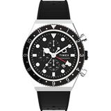 Timex Heren chronograaf kwarts armband horloge Q GMT, zwart/zwart, TW2V70000