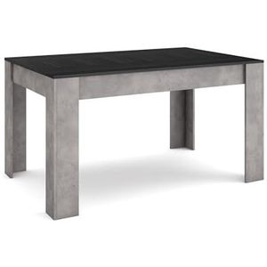 Skraut Home | Eettafel | Keuken, eetkamer, tafel | 140x90x76 cm | Voor 6 personen | Dining Table | Moderne stijl | Zwart en Cement