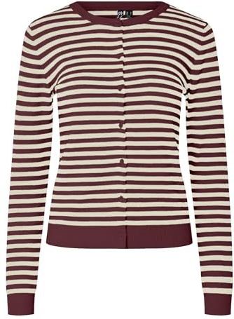 PIECES Gebreid vest 'PCNORA'  crème / karmijnrood