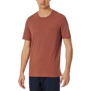 Schiesser Heren slaapshirt korte mouwen ronde hals mix Relax pyjama top, terracotta_182599, 48, Terracotta_182599, 48