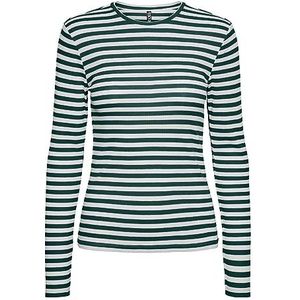 Bestseller A/S Dames Pcruka Ls Top Noos Bc T-shirt, Trekking Green/Stripes: cloud Dancer, XL