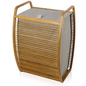 Möve 40905 Bamboo wasmand 40 x 35,5 x 60 cm bamboe met canvas, grijs