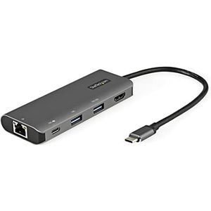 StarTech.com USB C Multiport Adapter - 10Gbps USB Type-C Mini Dock met 4K 30Hz HDMI - 100W Power Delivery Passthrough - 3-poorts USB-hub, GbE - USB 3.1/3.2 Gen 2 Laptop Dock - 10"" kabel (DKT31CHPDL)