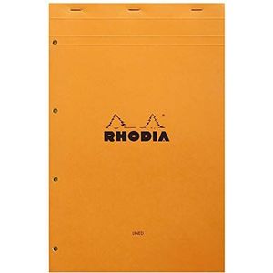 Rhodia 119660C Legal Pad Notitieblok (geniet, DIN A4+, 21 x 31,8 cm, gelinieerd met rand, 80 vellen, geel papier, 80 g) 1 stuk, oranje