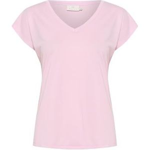 Kaffe Dames T-shirt korte mouwen V-hals regular fit jersey T-shirt dames, Pink Mist, M