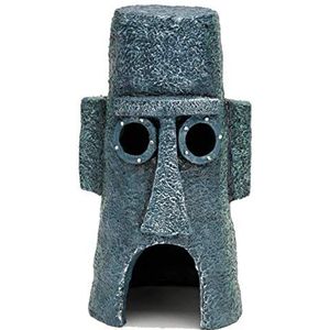 Penn-Plax Officieel gelicenseerd Nickelodeon Spongebob Aquarium Ornament - Squidward's Easter Island Home - Full Color 8"" decoratie (SBR46)