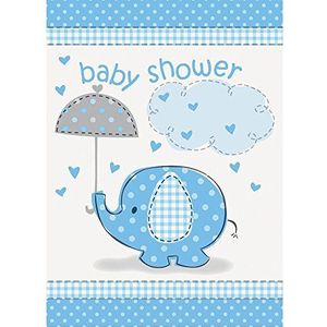 Unique Party 41714 - Blue Elephant Baby Shower Uitnodigingen, Pack van 8