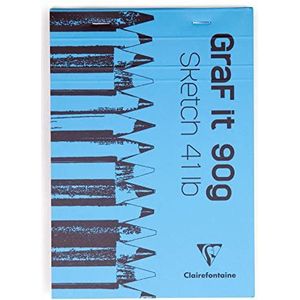 Clairefontaine 96730C - verpakking met 5 schetsblokken GRAF IT, DIN A6 10,5 x 14,8 cm, aan de bovenkant geniet, 80 vellen 90 g, blanco, blauw, 1 verpakking