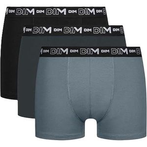 DIM Boxershorts voor heren, katoen, stretch, ademend, optimale grip, 3 stuks, zwart/graniet grijs/muisgrijs, XL