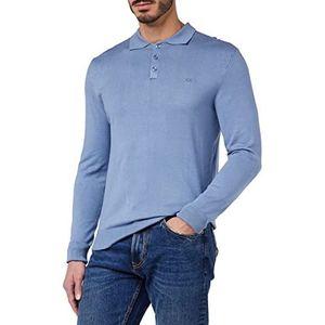 Mexx Tylor Fine Knit Polo Sweater voor heren, denim blue, L