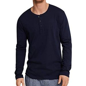 Schiesser Heren slaapshirt lange mouwen met knoopsluiting - Mix + Relax, Donkerblauw_163837, 106