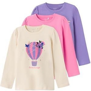 NAME IT Meisjesshirt met lange mouwen (verpakking, Aster Paars/Pack: w Whitecap Gray + Wild Orchid, 92