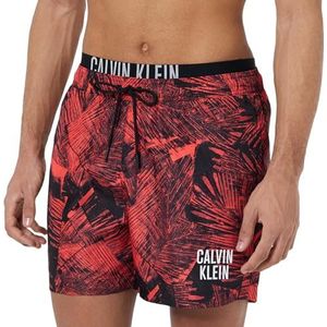 Calvin Klein Medium dubbele wb-print tailleband, IP Palm Collage rood AOP, S, Ip Palm Collage Rood Aop, S