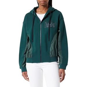 Love Moschino Dameshoodie in 100% katoen fleece met bijpassende nylon binnenvoering, groen, 38