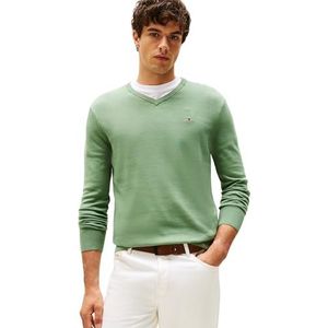 Tommy Hilfiger Heren Essential Katoen V-hals MW0MW14745 Pullover Sweater, Groen, 3XL, Groen (Dusty Meadow), 3XL grote maten