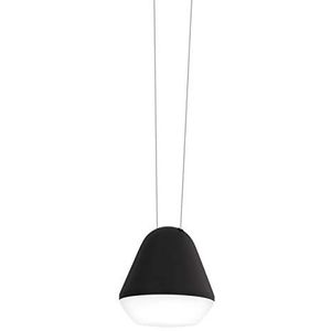 EGLO Hanglamp Palbieta, 1 lichtpunt, industrieel, modern, hanglamp van staal en kunststof in zwart, gesatineerd, eettafellamp, woonkamerlamp hangend m