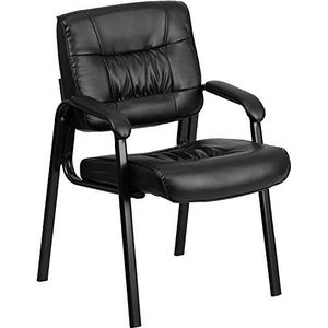 Flash Furniture Bureaustoel met middelhoge rugleuning, bureaustoel met gevoerde armleuningen en ledersoft-materiaal, ideaal voor thuiskantoor of kantoor, bruin/zwart