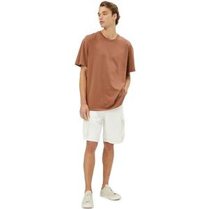Koton Heren Cargo Pocket Seam Detail Cotton Jean Shorts, ecru(002), 33