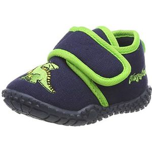 Playshoes Anti-slip schoenen voor jongens haak en lus Dragon slippers, Blauwe Marine 11, 27 EU
