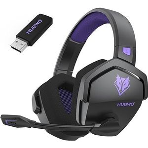 NUBWO G06 Dual Wireless Gaming Headset met Microfoon voor PS5, PS4, PC, Mobiel: 2,4 GHz Wireless + Bluetooth - 100 uur Batterij - 50 mm Drivers - Paars