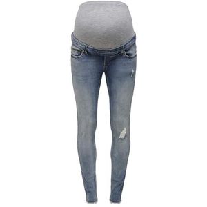 ONLY OLMBlush Mid Ankle Raw Skinny Fit Jeans voor dames, blauw (medium blue denim), XXL x 32L
