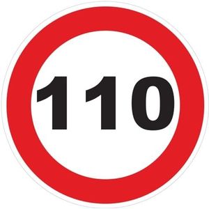 Sticker Snelheidsbegrenzing, rode cirkel, tractor, zwaargewicht, snelheidsbegrenzing, vrachtwagen, 110 km/u, zelfklevend, 20 cm diameter