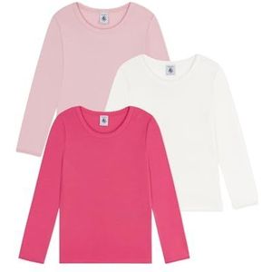 PETIT BATEAU - Set van 3 T-shirts - Rozen - Katoen - Lange Mouwen