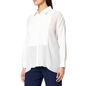 IPEKYOL Vrouwen Heupen Plooi Stof Mix Shirt, Wit, 40