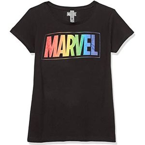 Marvel Little, Big Classic Rainbow Girls Short Sleeve Tee Shirt, Black, X-Large, Schwarz, XL