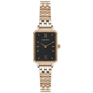Carlheim Dames horloges Mila Petite Square 2620, zwart, roze goud, Classic
