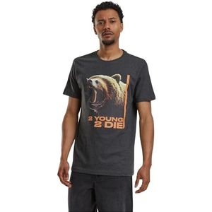 Mister Tee Heren T-shirt 2 Young 2 The Tee, print T-shirt voor mannen, grafisch T-shirt, streetwear, antraciet, 3XL