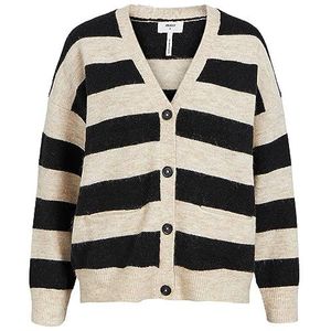 Object OBJMINNA L/S Knit Cardigan NOOS, Zandshell/strepen: zwart, S