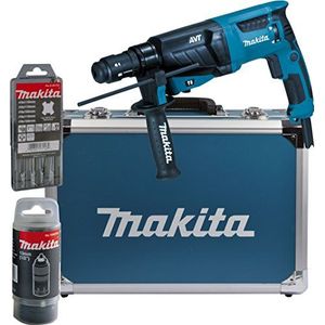 Makita HR2631FT13 Combihamer Voor SDS-Plus, 26 mm, Aluminium Koffer, Blauw/Zilver