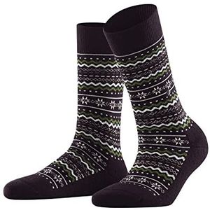 Burlington Dames Holiday duurzame biologische katoenen wol lang met patroon met anti-slip noppen 1 paar pantoffels sokken, rood (BlackBerry 8595), 36-41