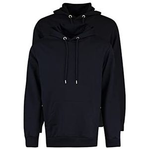 Trendyol Heren capuchon effen normaal sweatshirt, marineblauw/zwart, S (pak van 2), Marineblauw/Zwart, S