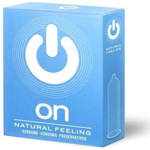 ON) Condooms Natural Feeling I 54 mm breedte I 3 stuks verpakking I Premium condooms natuur I met siliconen glijmiddel I dunne 0,07 mm wanddikte I Vegan condooms I Condooms voor mannen