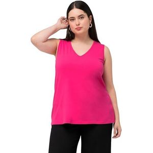 Ulla Popken Dames top met V-hals T-shirts, roze, 46/48 NL