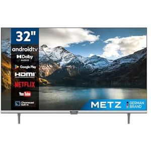 Metz Smart TV, MTC6110-serie, 32 inch (81 cm), HD LED, WLAN, Android TV, HDMI, ARC, USB, CI+ slot, Dolby Digital, DVB-C/T2/S2, randloos display, zwart