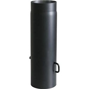 Kamino Flam kachelpijp met smoorkap in zwart, rookbuis van staal voor veilige afvoer van uitlaatgassen, hittebestendige Senotherm coating, getest volgens norm EN 1856-2, afmetingen: L 500 x Ø 150 mm