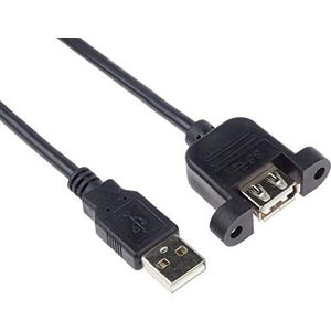 PremiumCord USB 2.0 verlengkabel met schroefaansluiting, zwart, lengte: 2m