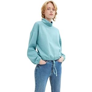TOM TAILOR Denim Dames Cropped sweatshirt met trekkoord 1034294, 30564 - Reef Blue Melange, XL