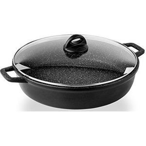 Barazzoni Le Cooking Speciale pan met deksel, gegoten aluminium, zwart, 36 cm
