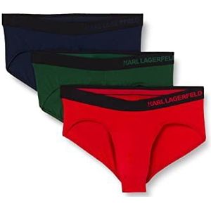 KARL LAGERFELD Heren Slip Met Heuplogo (Set van 3), Rood/Groen/Marine, XS