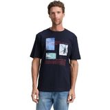 TOM TAILOR - Shirt - Navy - Lichtblauw - Rood - Wit - Kwartmouw